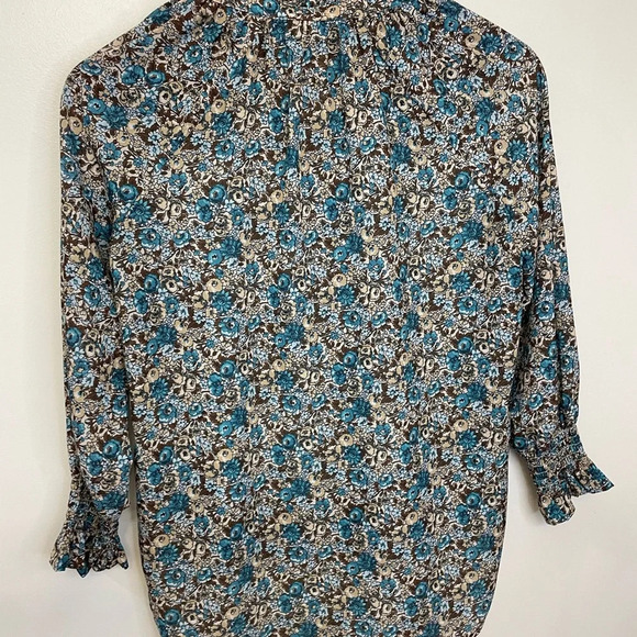 NWOT Tuckernuck|| Robin's Egg Floral Schuyler Blouse, Fits up to a small - Picture 7 of 8